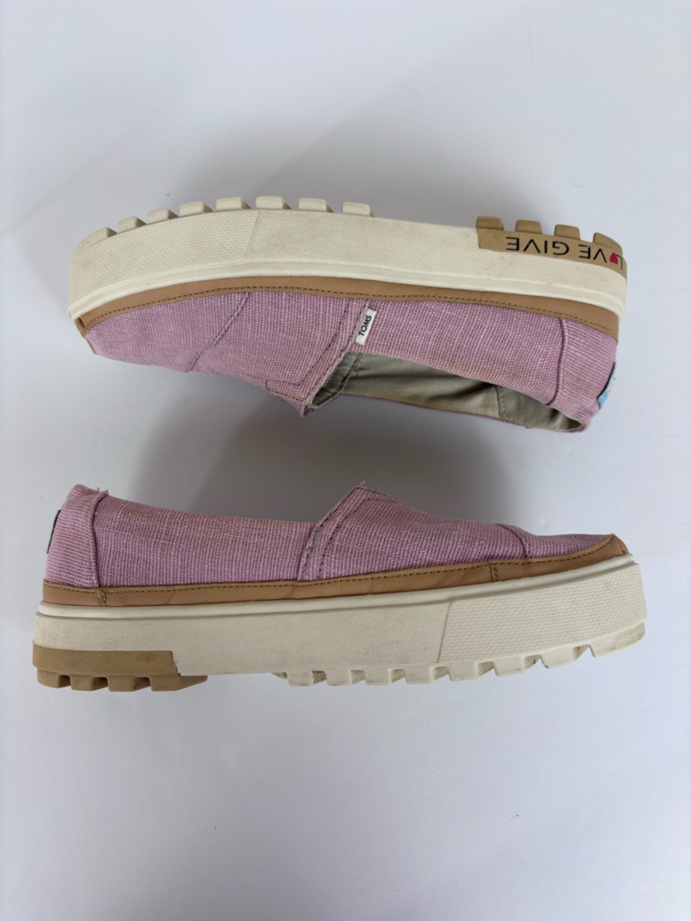 Toms Alpargata Lug Slip-On Loafers Canvas Platform Shoes Love Give Mauve Sz 7.5 - Picture 10 of 16